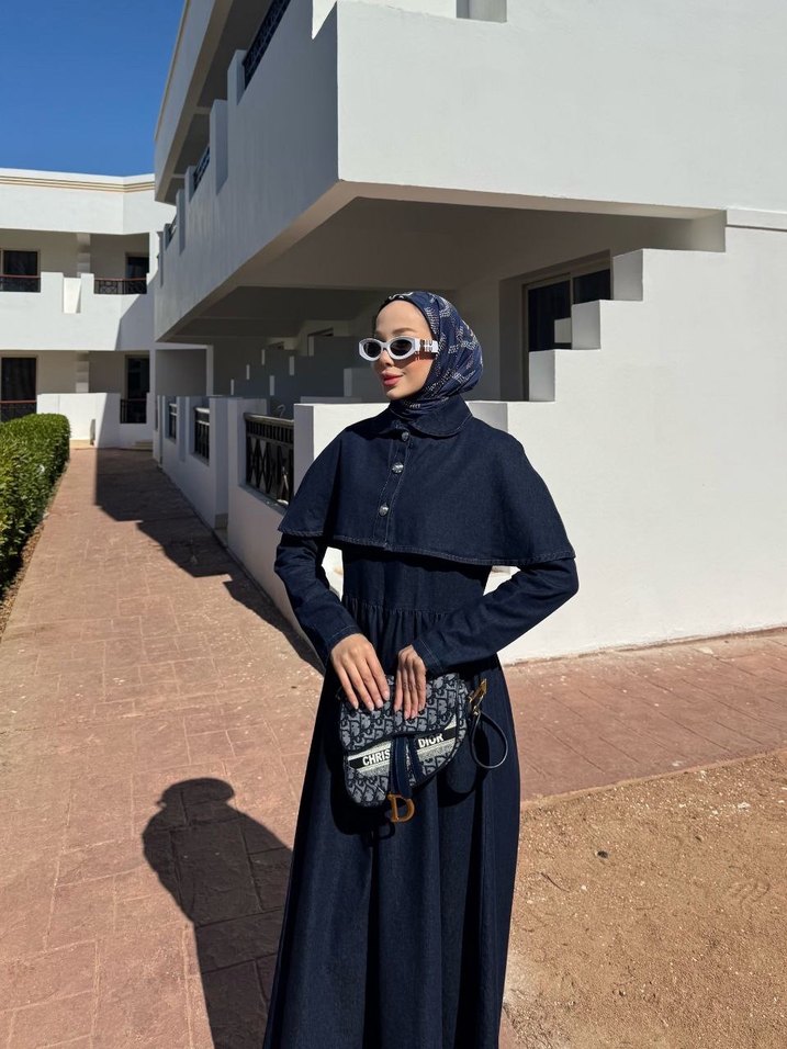 Düğmeli Lacivert Uzun Hamile Kot Ceketi - Görsel 2