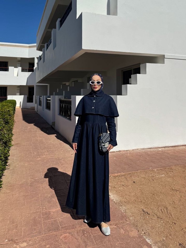 Düğmeli Lacivert Uzun Hamile Kot Ceketi - Görsel 3