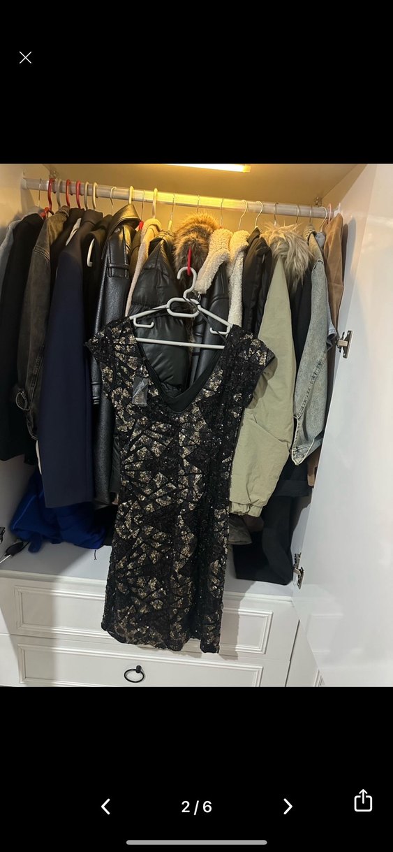 Koton Siyah Taşlı şık V Yaka mini kadın gece Elbisesi - Görsel 2