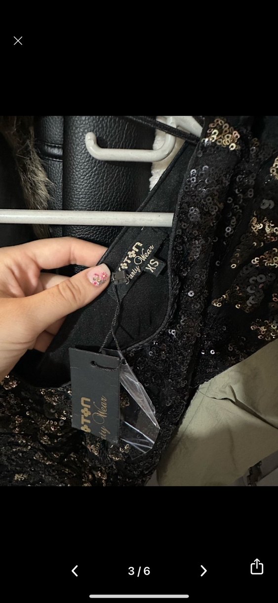 Koton Siyah Taşlı şık V Yaka mini kadın gece Elbisesi - Görsel 3