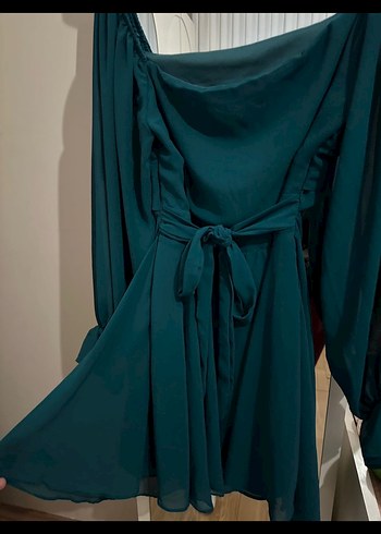 Uzun Kollu Straplez Mini Elbise - Görsel 8