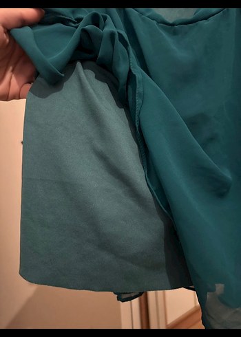 Uzun Kollu Straplez Mini Elbise - Görsel 7