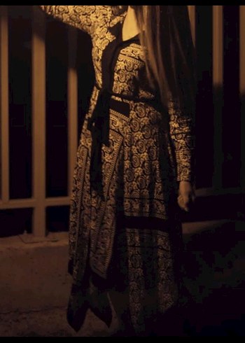 Desenli Siyah Gri Uzun Kadın Gömlek Elbise - Görsel 8