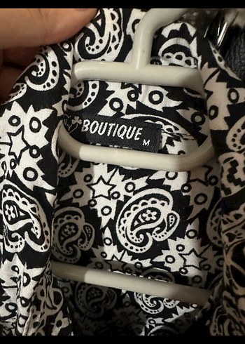 Desenli Siyah Gri Uzun Kadın Gömlek Elbise - Görsel 6