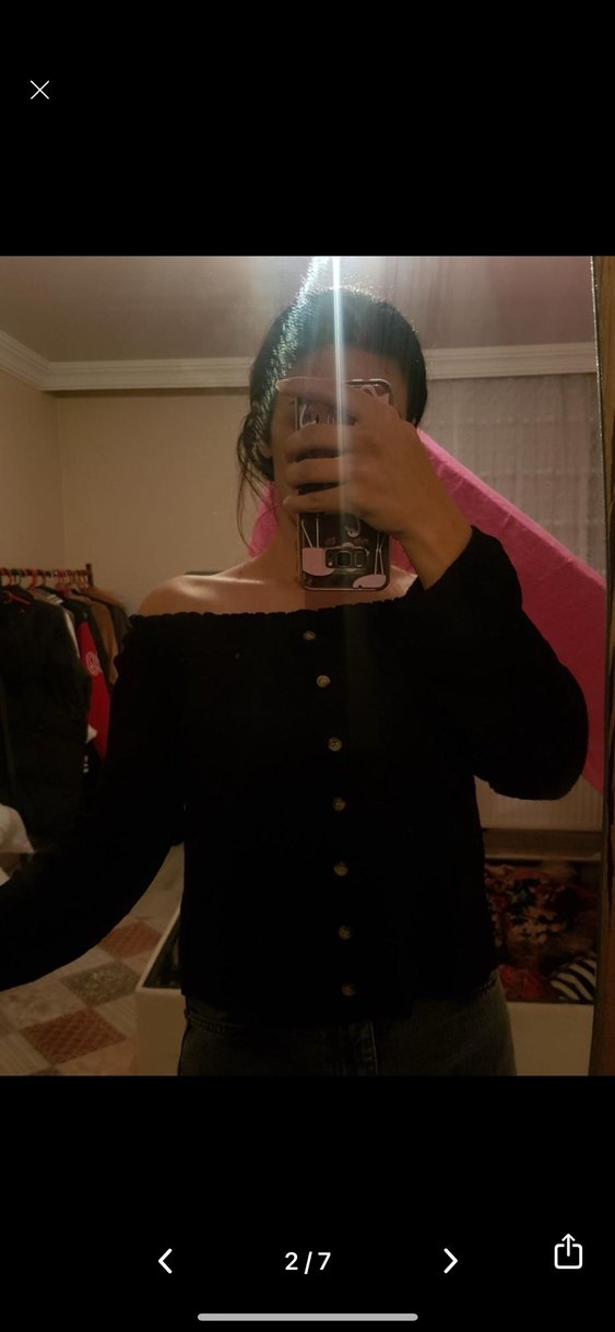 Bershka Siyah Kadın omuzu açık Bluz - Görsel 2