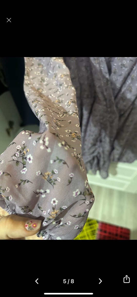 Lila çiçek desenli salaş mini tül Elbise - Görsel 5