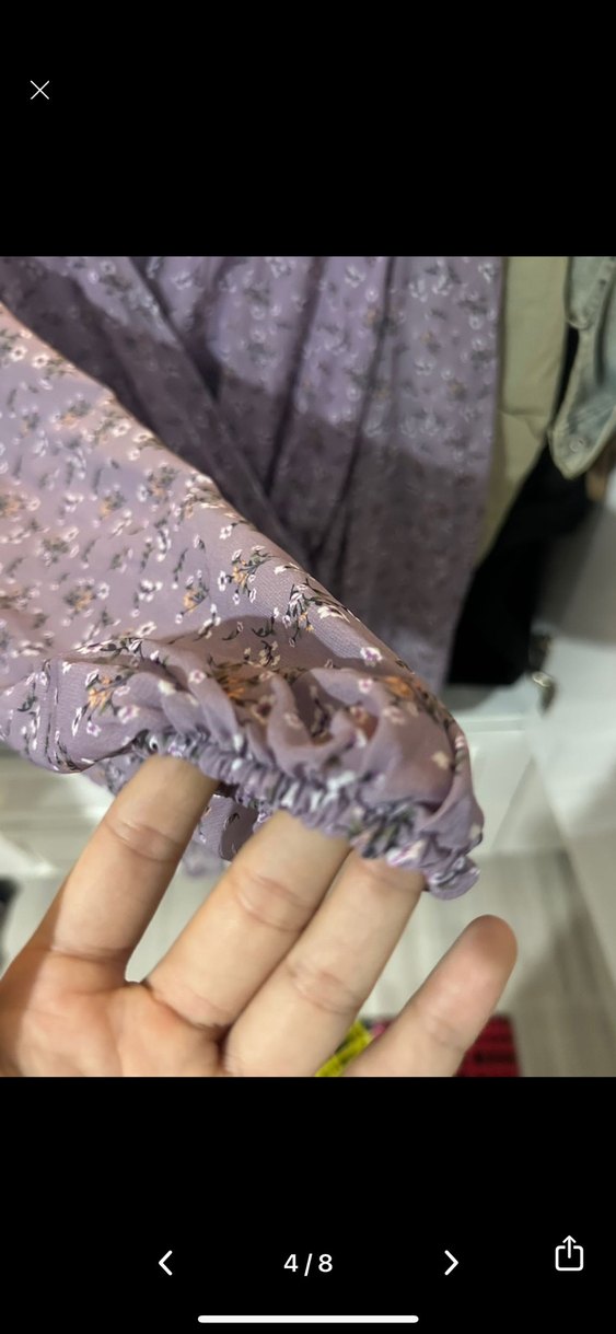 Lila çiçek desenli salaş mini tül Elbise - Görsel 4