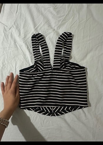 Koton marka Zebra Desenli kalp Yaka Crop Top - Görsel 4
