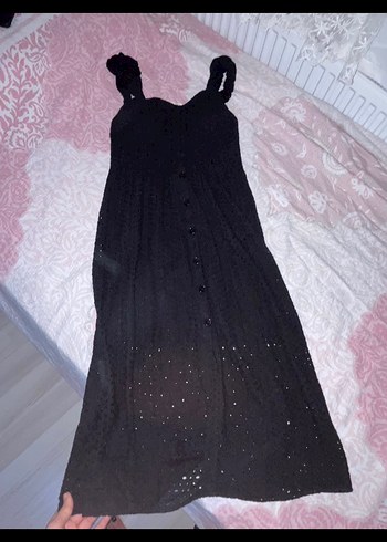 Siyah midi boy kadın elbise - Görsel 2