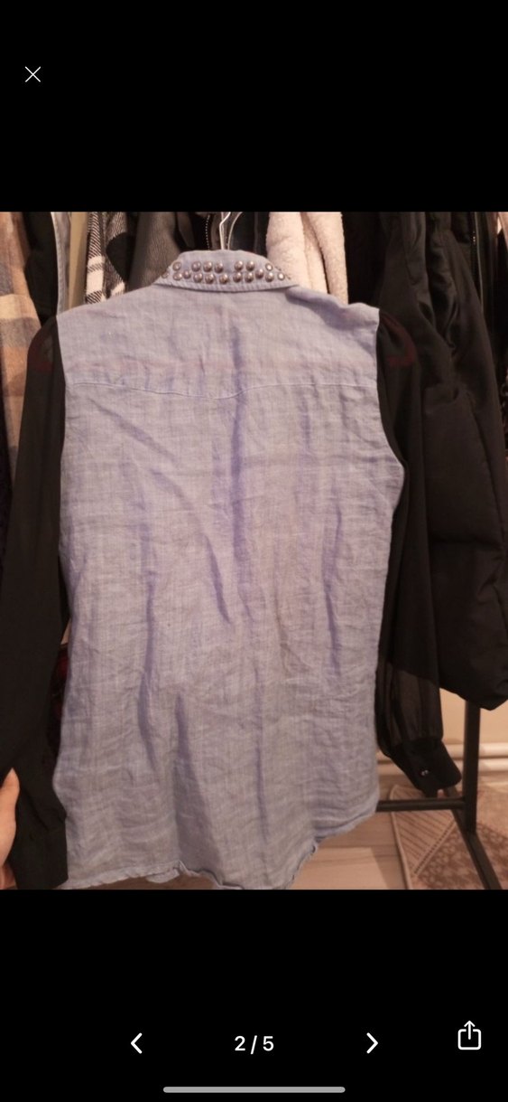 Koton marka Perçinli Yaka Detaylı Kot Gömlek - Görsel 2