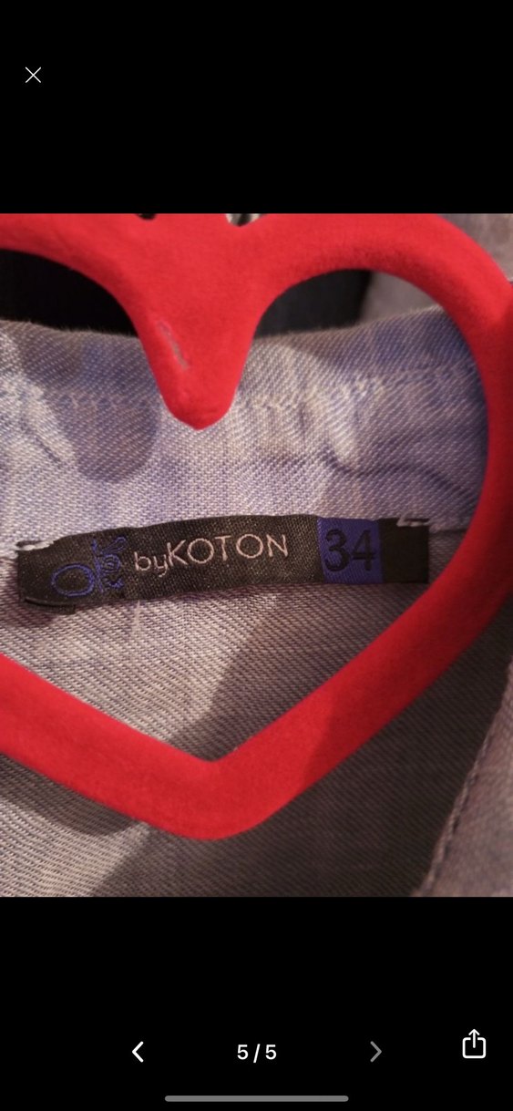 Koton marka Perçinli Yaka Detaylı Kot Gömlek - Görsel 5