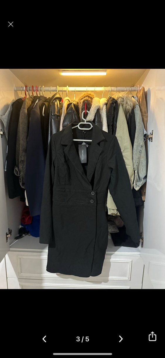 Trendyol milla Siyah gömlek yaka ceket elbise - Görsel 3