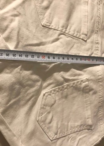 Defacto Desenli Beyaz Keten Mini Şort - Rahat Kesim - Görsel 5