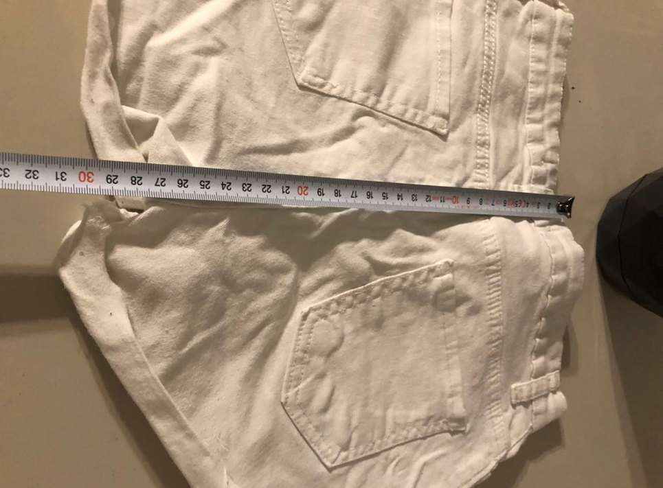 Defacto Desenli Beyaz Keten Mini Şort - Rahat Kesim - Görsel 5