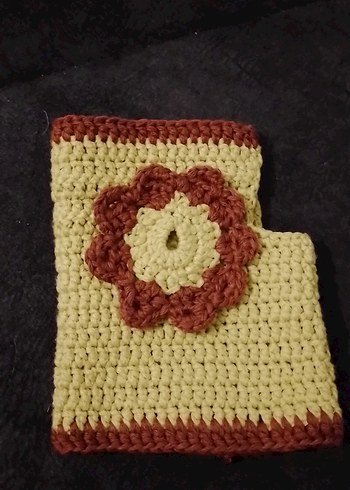 Sarı Çiçekli Örgü Bohem Kadın Eldiveni - Görsel 2