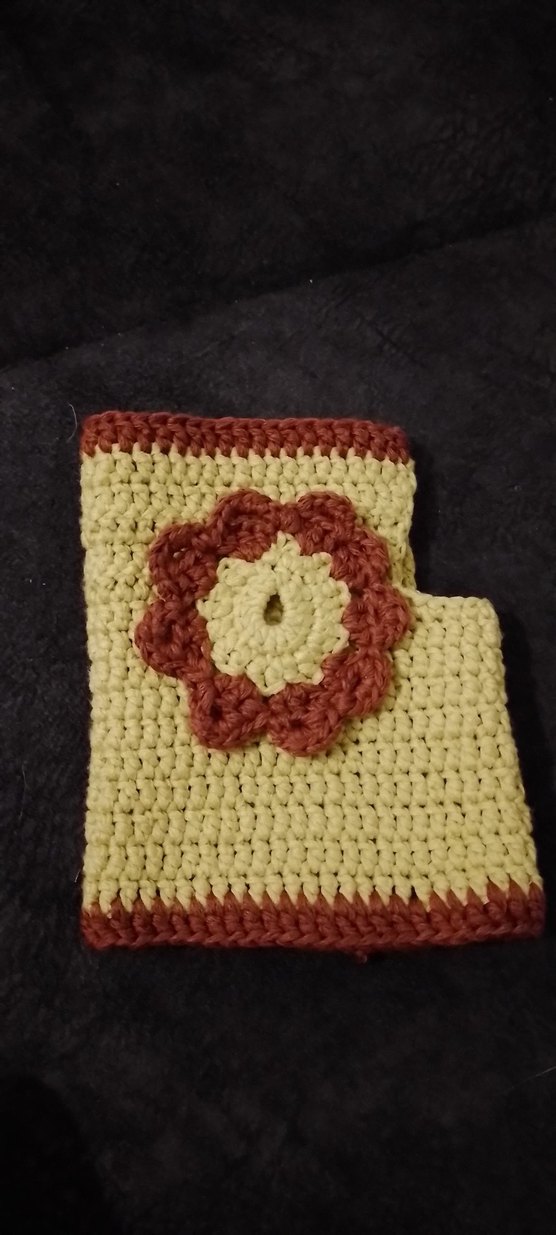 Sarı Çiçekli Örgü Bohem Kadın Eldiveni - Görsel 2