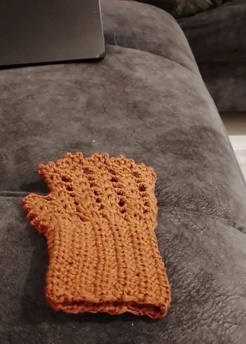 Bej Örgü Kadın Eldiveni - Görsel 4