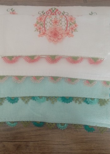 iğne oyalı ikili analı kızlı mutfak havlusu - Görsel 2