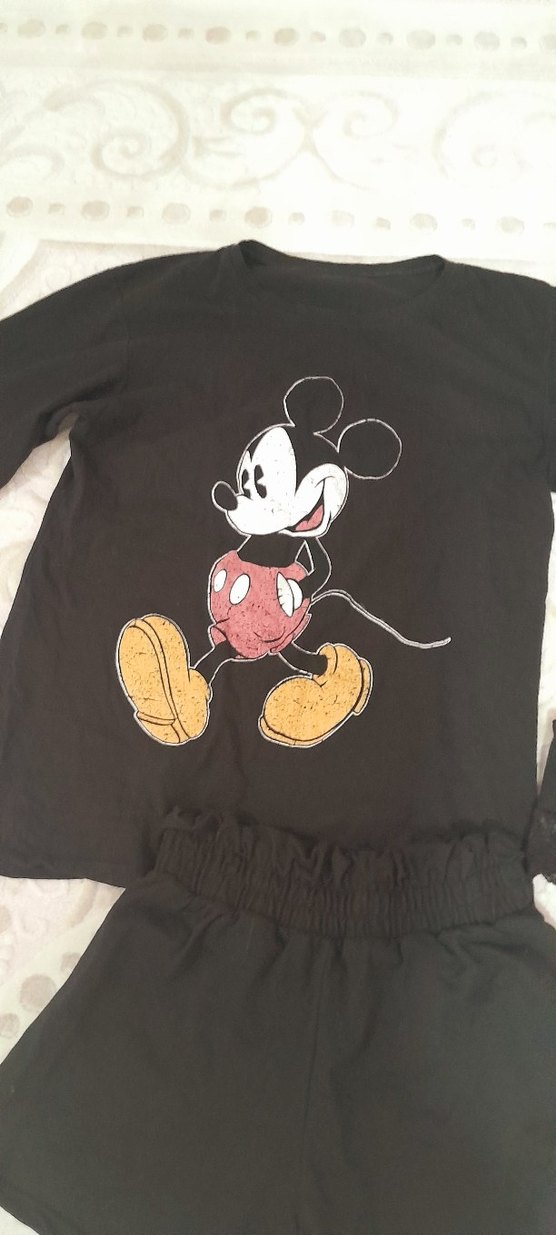 Mickey Baskılı Siyah Mini Pijama Takımı - Görsel 4