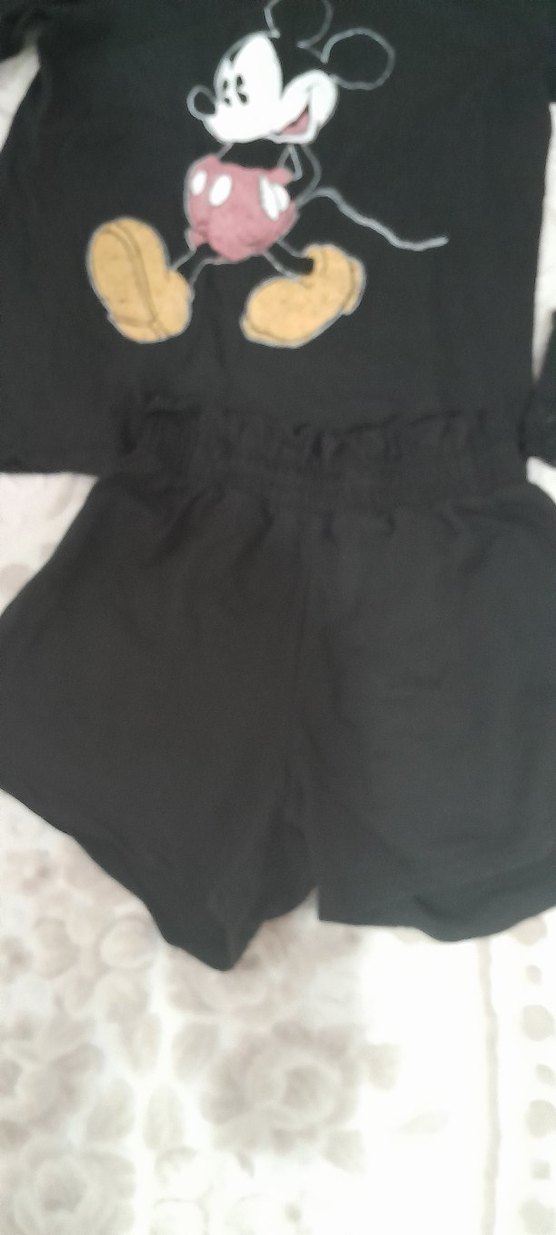 Mickey Baskılı Siyah Mini Pijama Takımı - Görsel 3