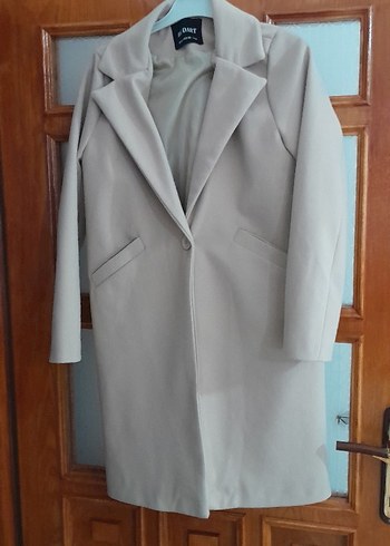 Bej Süet Kemerli Kısa Kadın Klasik Kaban - Görsel 5