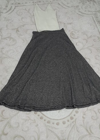 Gri Salaş Uzun Kadın Etek - Görsel 2