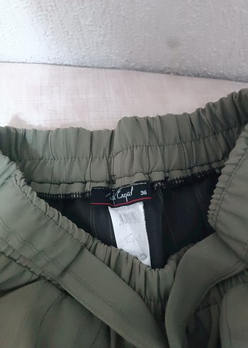 Gri Midi Pilili Keten Kadın Pantolon - Görsel 2