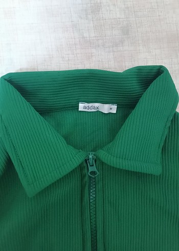 Yeşil Fermuarlı Uzun Kollu Kadın Sweatshirt - Görsel 2