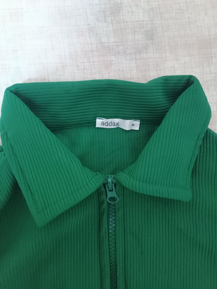 Yeşil Fermuarlı Uzun Kollu Kadın Sweatshirt - Görsel 2