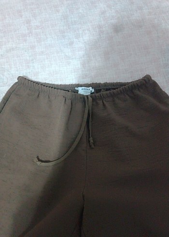 Kadın Kahverengi Keten Bol Kesim Pantolon - Görsel 2