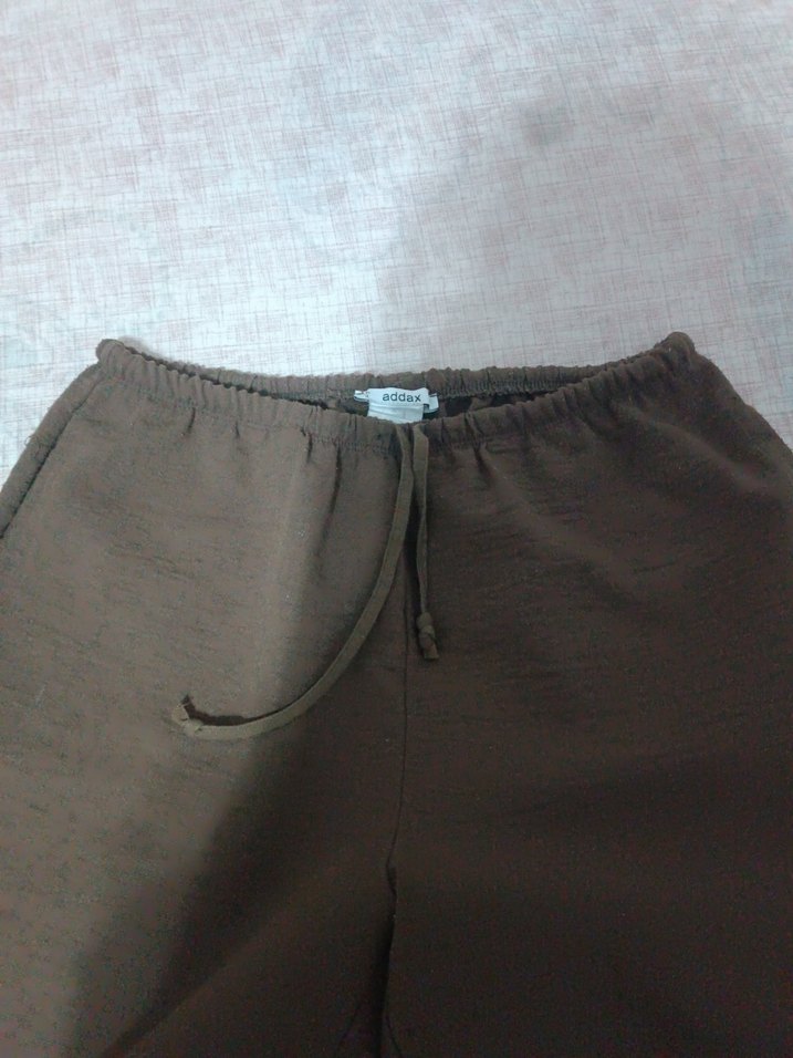 Kadın Kahverengi Keten Bol Kesim Pantolon - Görsel 2