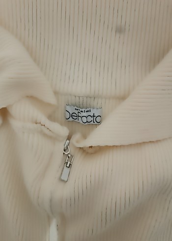 Beyaz Fermuarlı Yaka Detaylı Kadın Kazak - Görsel 2