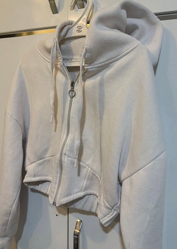 Korse detaylı  Kapüşonlu Fermuarlı sweatshirtü - Görsel 2