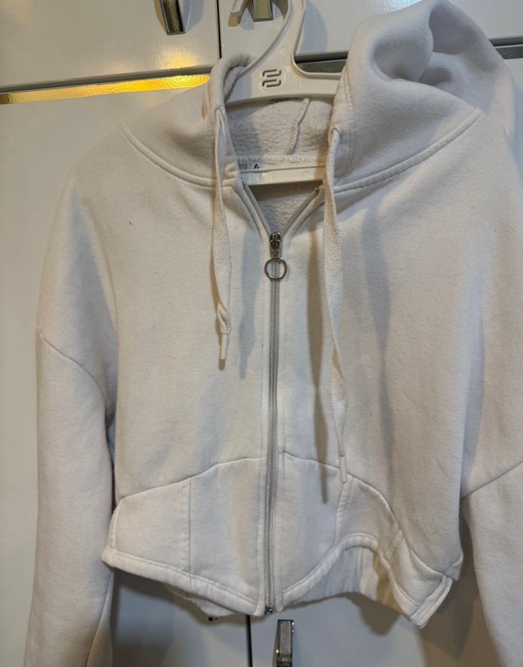 Korse detaylı  Kapüşonlu Fermuarlı sweatshirtü - Görsel 3