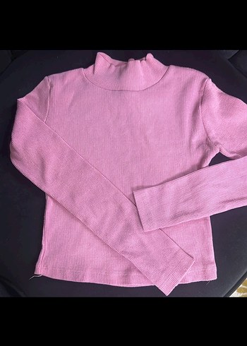 Pembe Balıkçı Yaka Uzun Kollu Triko Kazak - Görsel 3