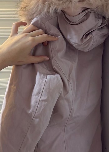 Toz pembe Kürklü Kadın Kışlık Mont - Görsel 5