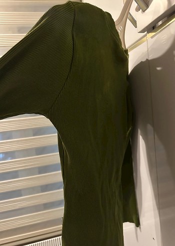 Düğmeli Yeşil triko Hırka - Görsel 4