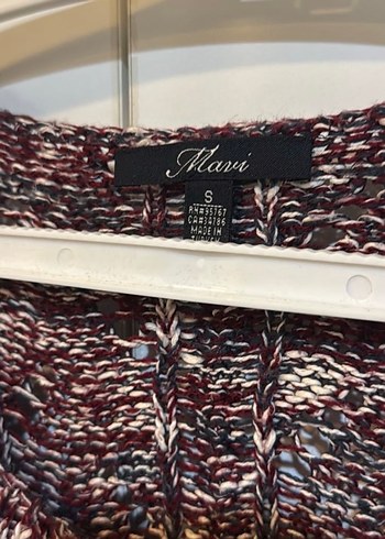 Mavi Bordo V Yakalı Örgü Kadın Kazak - Görsel 3