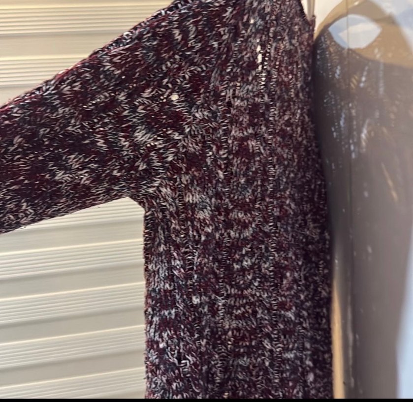 Mavi Bordo V Yakalı Örgü Kadın Kazak - Görsel 4