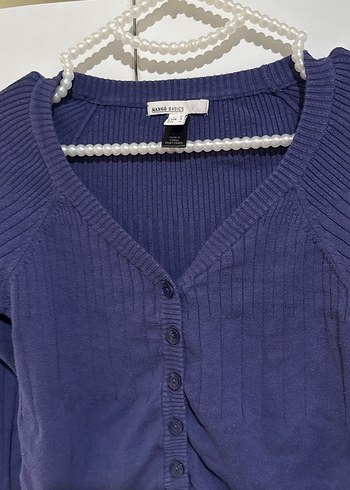 Mango Kadın mor V Yaka Triko Hırka - Görsel 2