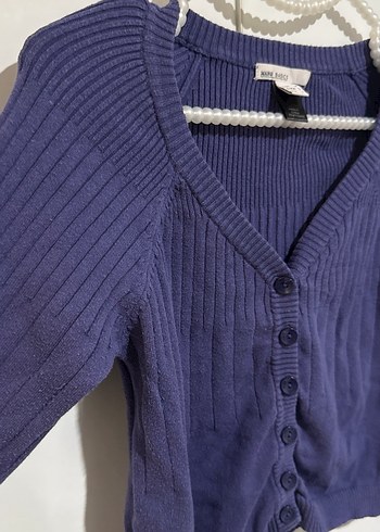 Mango Kadın mor V Yaka Triko Hırka - Görsel 3