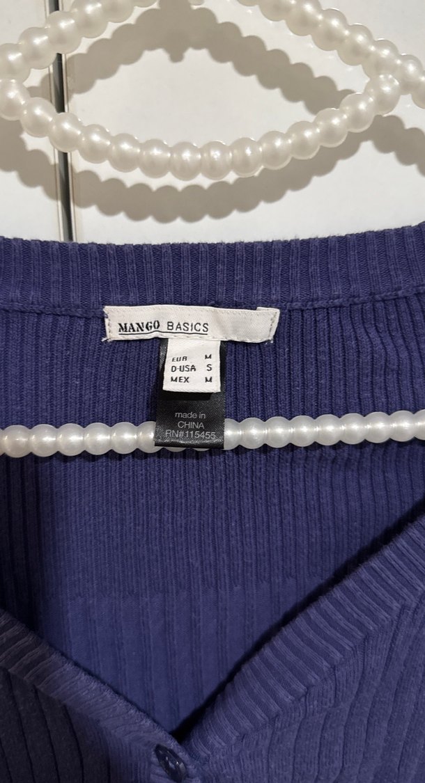 Mango Kadın mor V Yaka Triko Hırka - Görsel 4