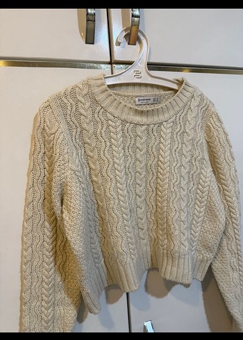 Beyaz Örgü Bohem Kadın Kazak - Görsel 3