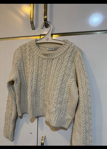 Beyaz Örgü Bohem Kadın Kazak - Görsel 2