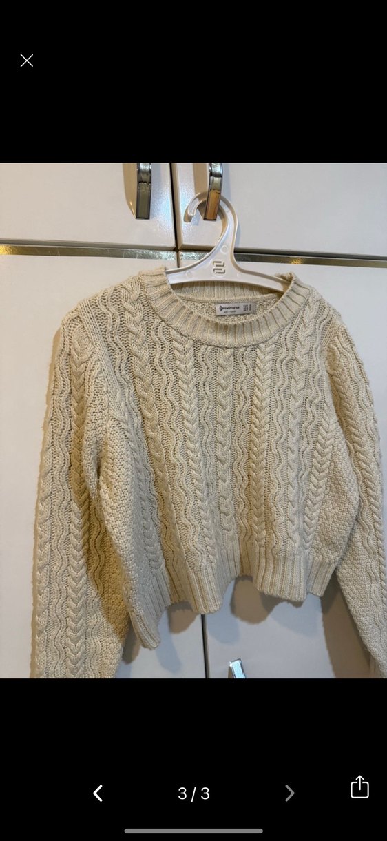 Beyaz Örgü Bohem Kadın Kazak - Görsel 3