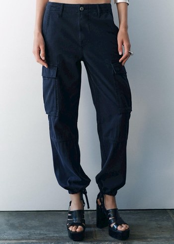 Zara Siyah Bol Kesim Kadın jogger pantolon