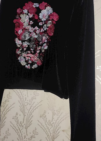 Bordo Nakışlı Uzun Kollu Bolero - Görsel 2