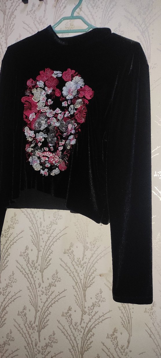 Bordo Nakışlı Uzun Kollu Bolero - Görsel 2