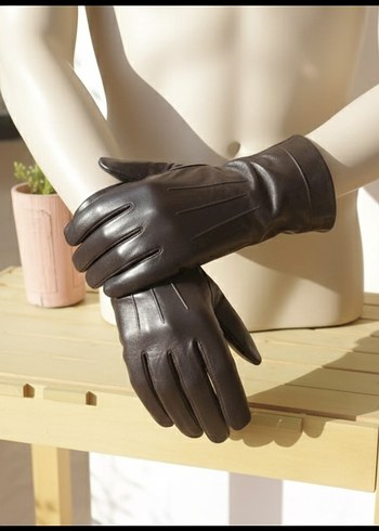 Kahverengi Deri Biker Kadın erkek Eldiveni - Görsel 2