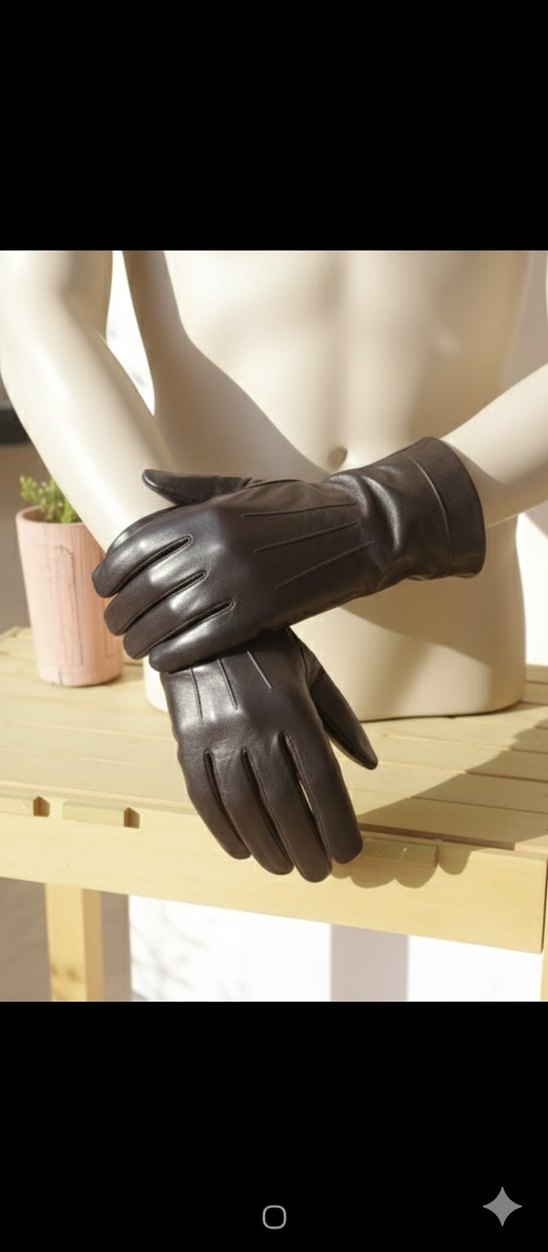 Kahverengi Deri Biker Kadın erkek Eldiveni - Görsel 2